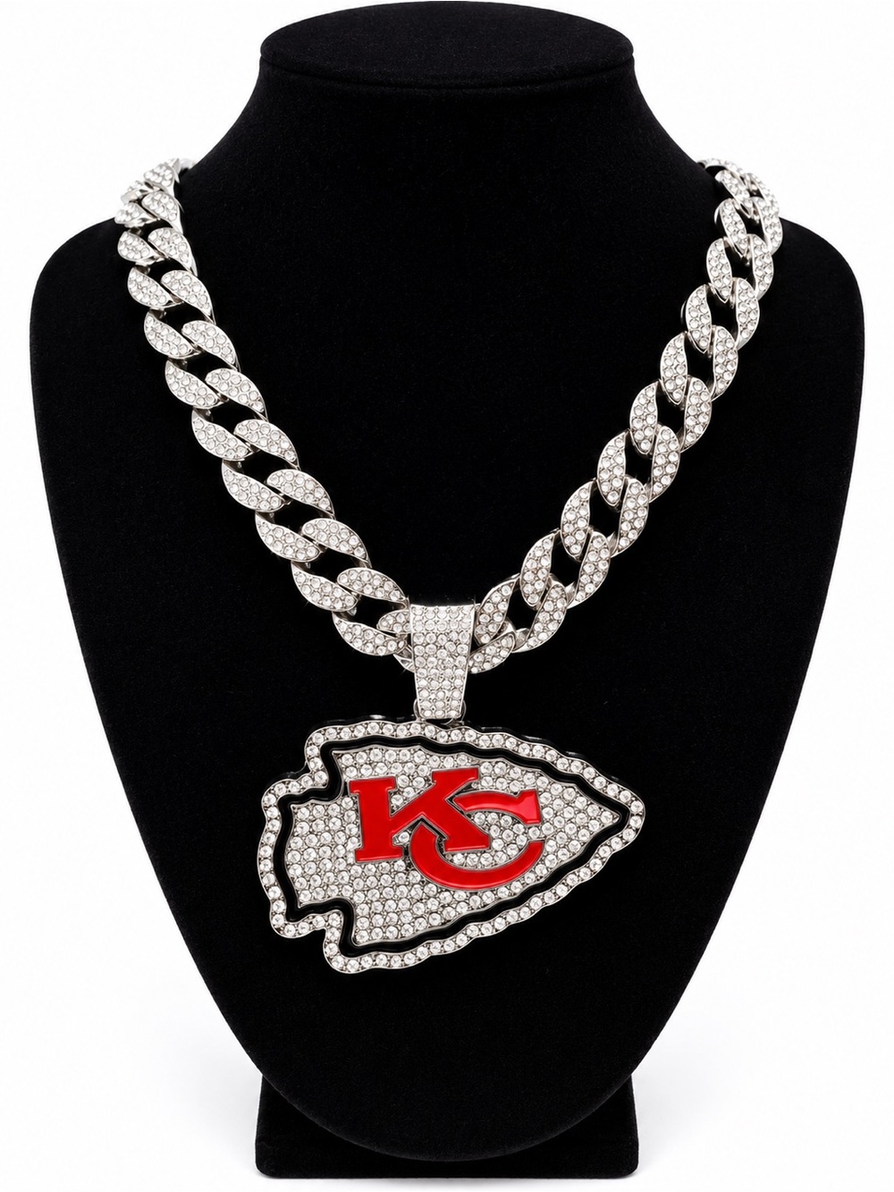 NFL Kansas City Chiefs Silver & Red Iced Pendant Necklace